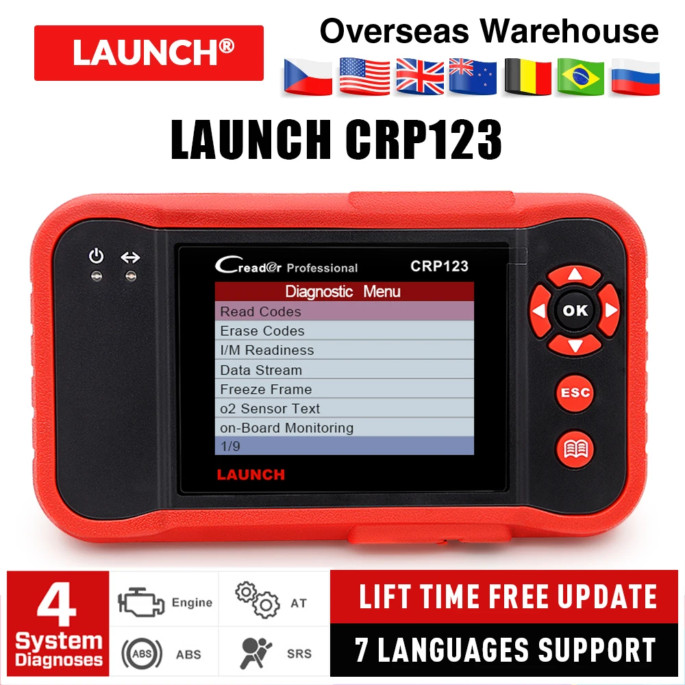 launch CRP123 launch X431 Creader CRP123 полный OBDII OBD2 автоматический диагностический инструмент считыватель кода сканер DHL бесплатно