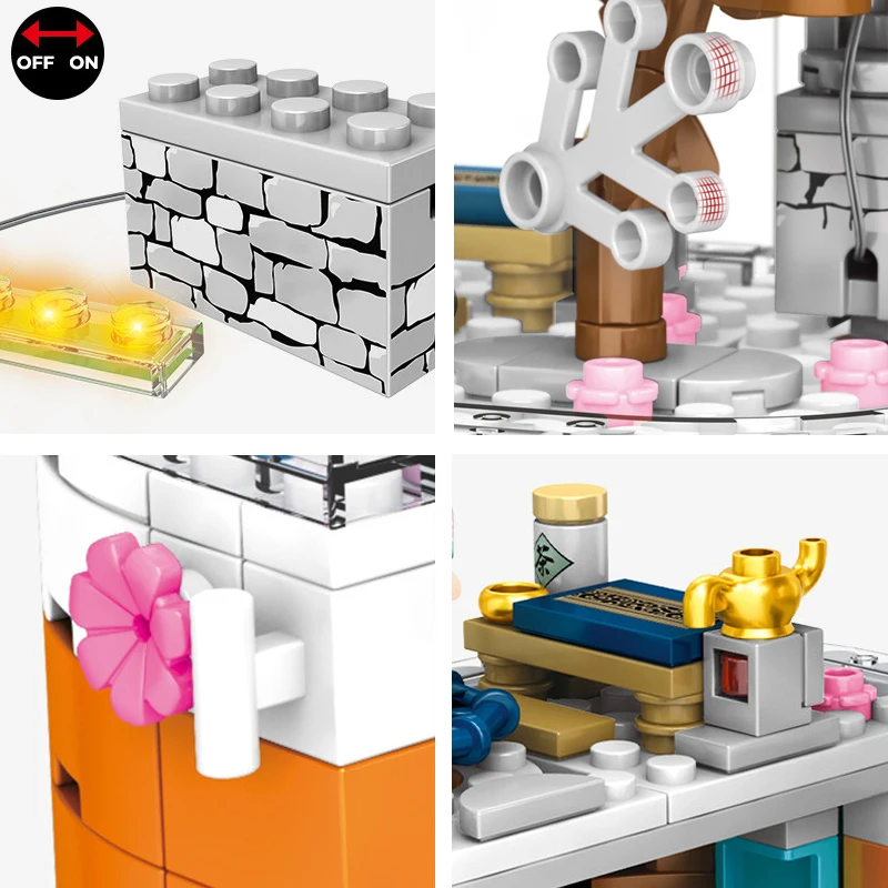 Конструктор SEMBO Вишневое цветение вращающаяся коробка с LED светильник кой |