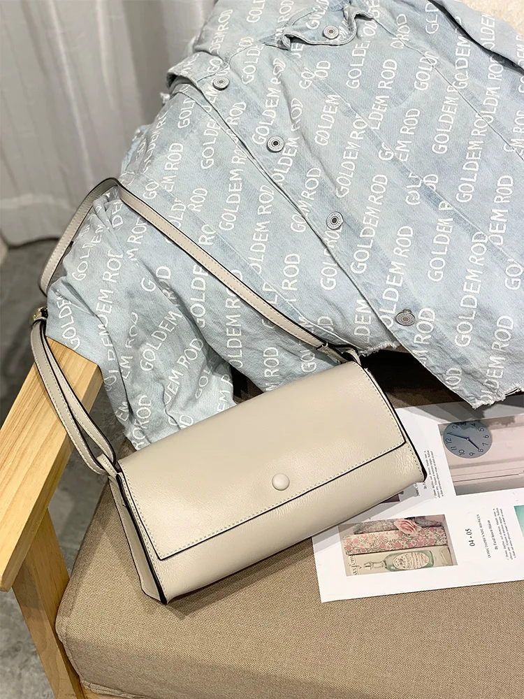 

Сумки из натуральной кожи универсальные 2021 новая однотонная небольшие модные сумки на плечо для женщин Цвет через плечо женские сумки-месс...