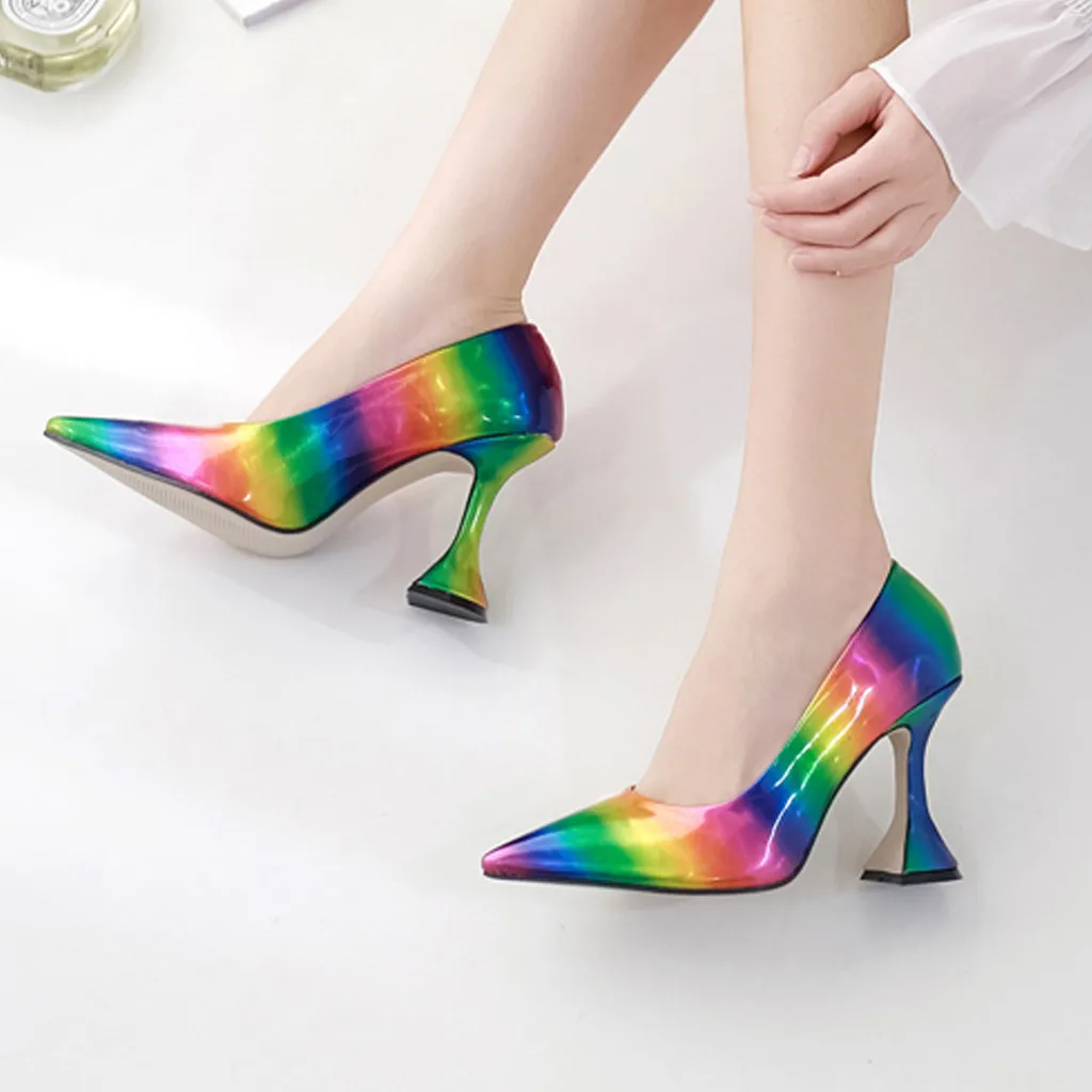 SAGACE/женские туфли на высоком каблуке радужного цвета с острым носком Женские