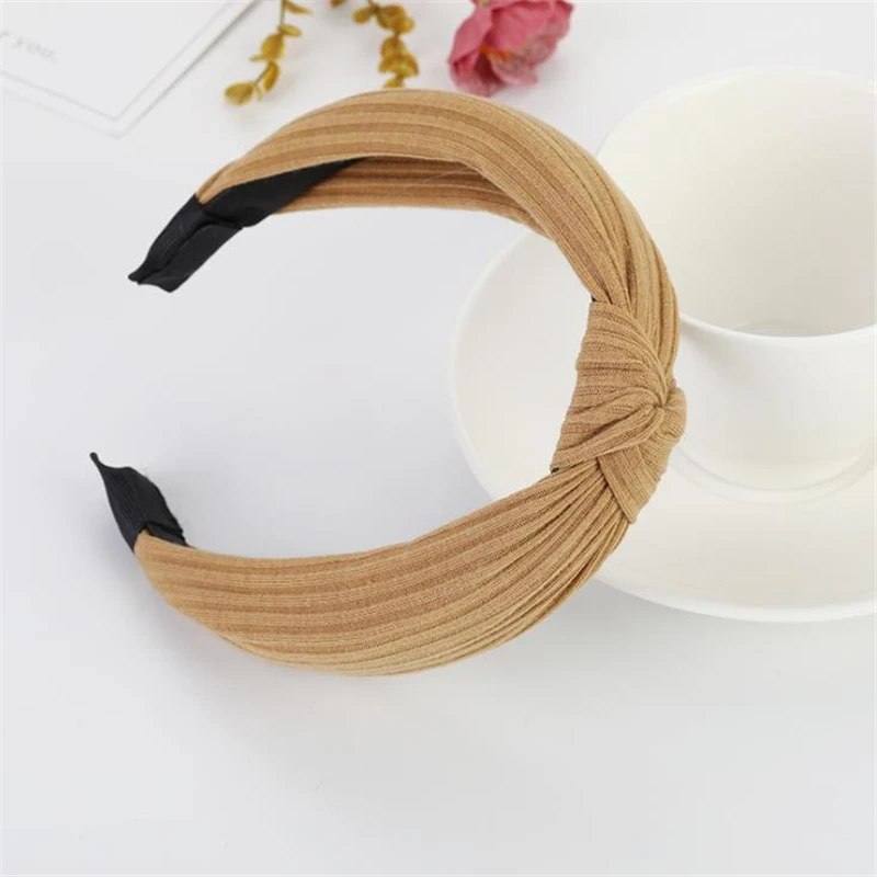 Модный Ретро тканевый УЗЕЛКОВЫЙ ободок однотонный мягкий для волос высокое