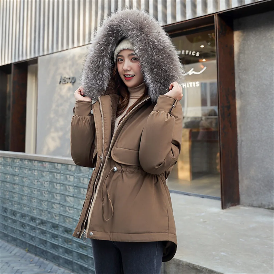 

Winter Loose Women Jacket Wool Fleece Cotton Padded Casual Thick Warm Jackets Ladies Coats Hooded Parka Outerwear Female