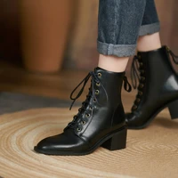 women ankle boots natural leather 22 26cm cow split leather upper autumn and winter shoes vintage platform classic martin boots