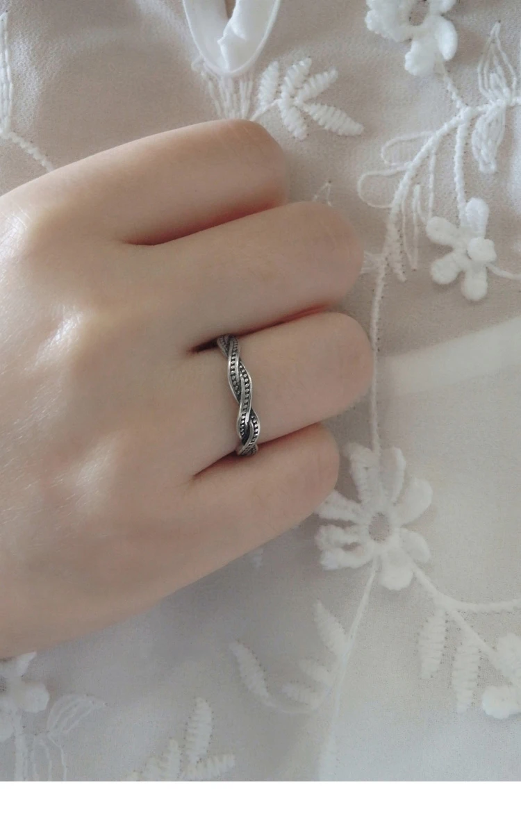 

S925 sterling silver network celebrity with the same fine retro Thai silver fashion opening adjustable female ring