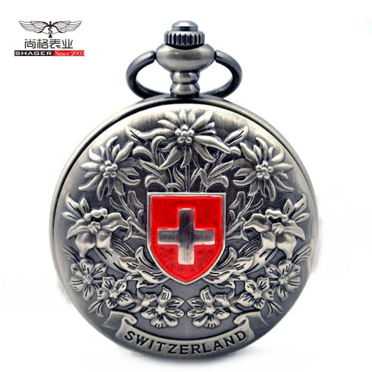 5 шт./лот античный Бонзе/Серый Красный Крест римские цифры Механические карманные