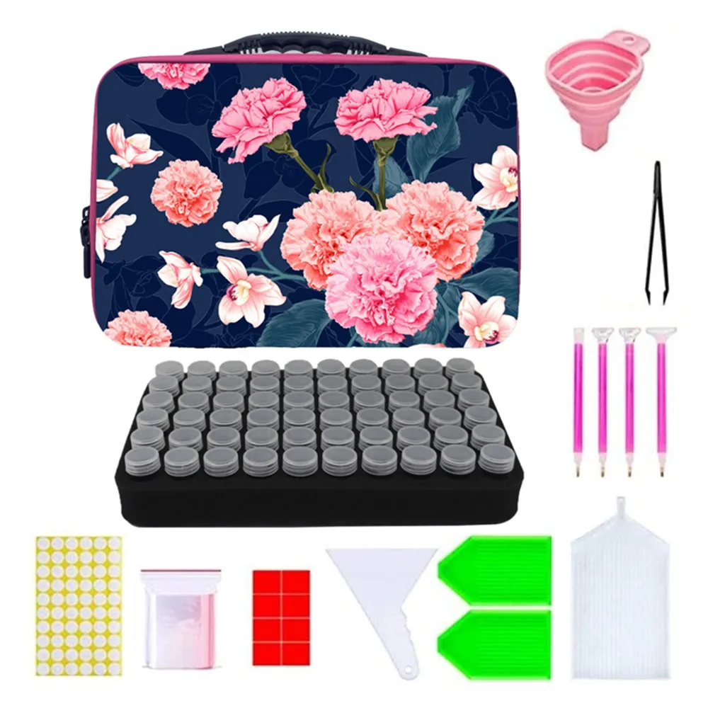 

Diamond Painting Accessories Container for Beads Storage Box 60 Slot Beads Jar Zipper Case DIY Diamond Mosaic Paintings Tools
