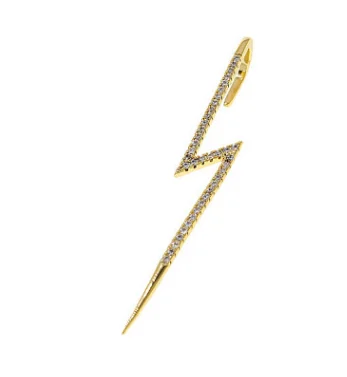 New cool wind inlaid diamond earring simple personality piercing female lightning leaves auricle-type diagonal | Украшения и