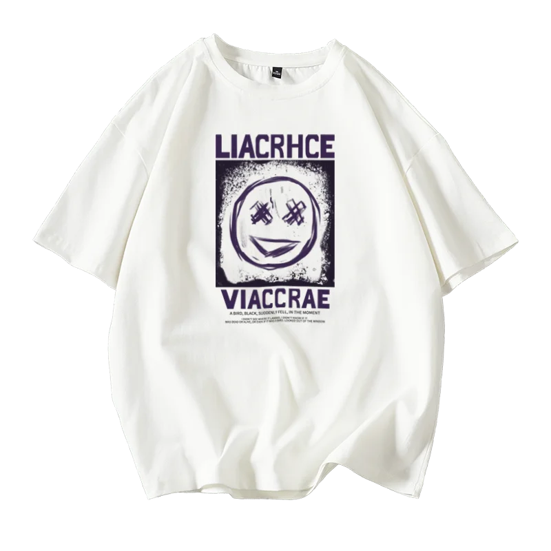 

Harajuku T-Shirt Women Smiling face Printed T Shirt Summer Short Sleeve Casual Kpop Tops Clothes DT6059