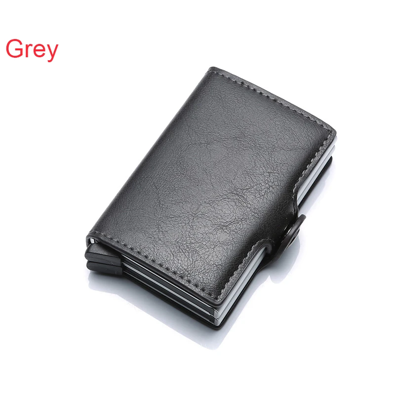grey Rfid Блокировка id кредитный держатель для карт кошелек мужской Умный кошелек Алюминиевый металлический минималистичный кошелек Бизнес-держатель кредитной карты Carteira - Цвет: grey