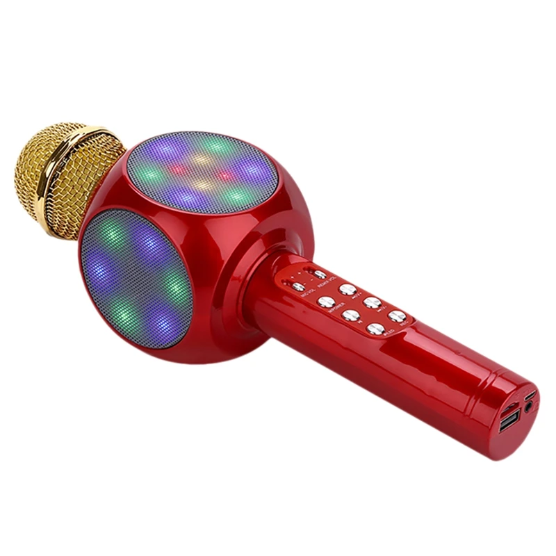 

Children's Microphone Handheld Bluetooth Microphone Speaker Karaoke Machine With Led Dancing Lights