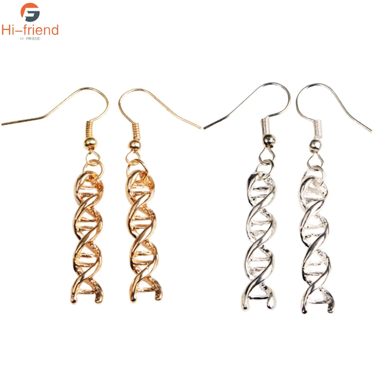 

Hot Sale Fashion Jewelry Gold DNA Earrings Chemical Formula DNA Molecular Earrings Women&Girls Gift brincos