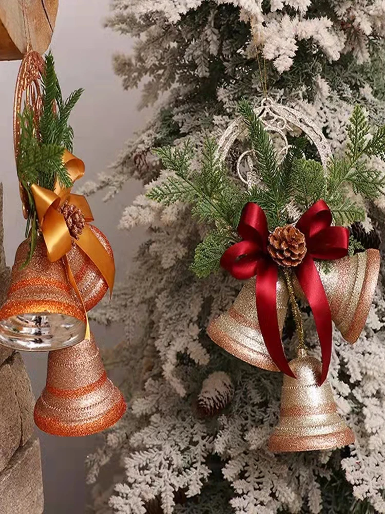 

Christmas Decorations Gold Bells Tree Pendants Wall Hanging Door Hanging Ceiling Beautiful Innovation Lovely Garland Bows