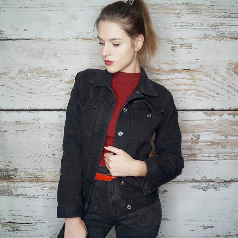 Новинка 2019 Женская свободная Модная Джинсовая куртка bf с длинными рукавами