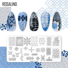 ROSALIND ногтей печать в виде цветка оставить DIY штамповки шаблон абстрактный дизайн ногтей пластины трафарет Цветочный Печать инструменты из нержавеющей стали