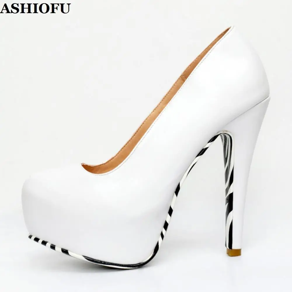 ASHIOFU New Handmade Real Picture Ladies High Heel Pumps Wedding Office Platform Shoes Slip-on Party Evening Fashion Court Shoes