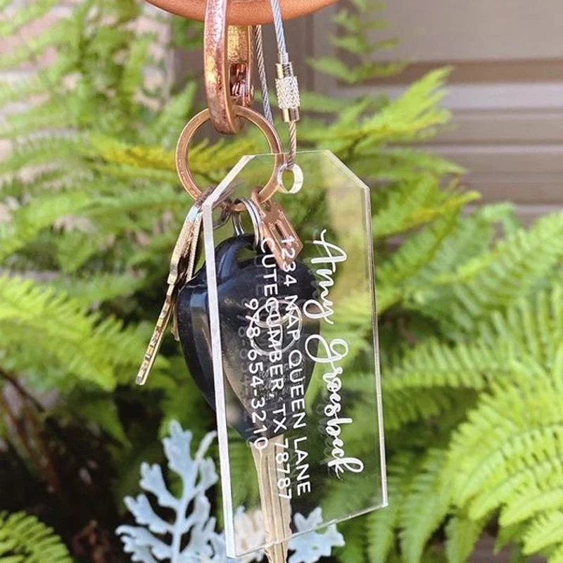 

Персонализированный брелок-подвеска акриловые аксессуары подарок для друга именной адрес телефон табличка для багажа