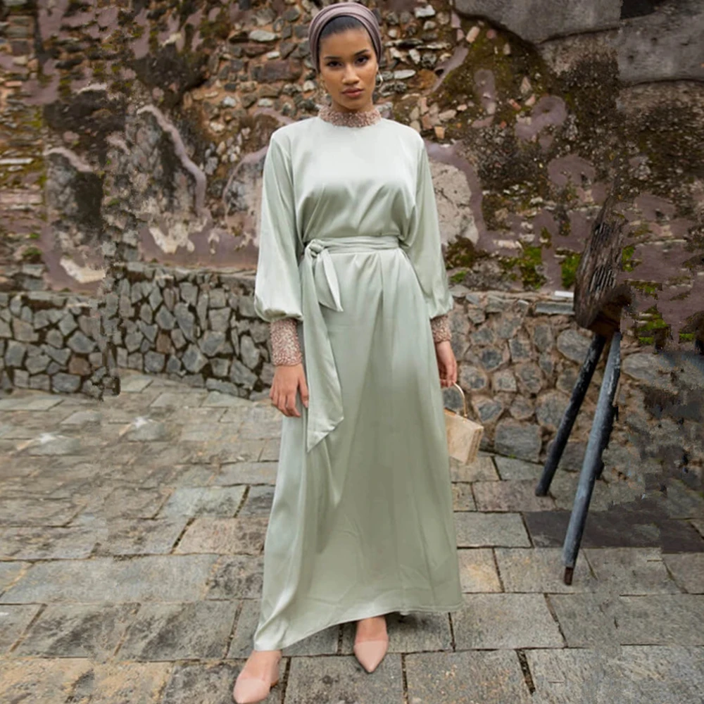 Siskakia модное винтажное кружевное атласное длинное платье с бусинами в Дубае новое