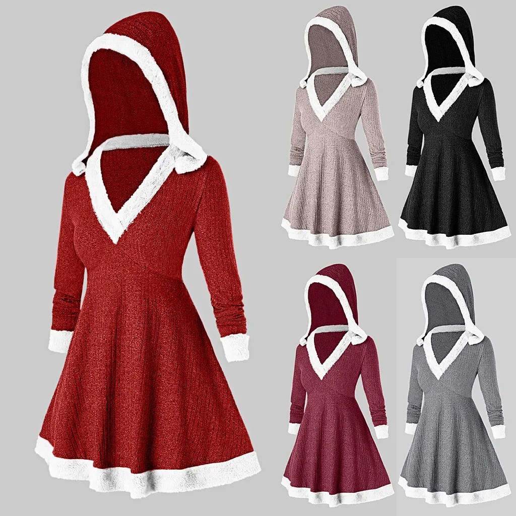 Платье 2020 Весна Зима Новое модное женское однотонное платье с длинным рукавом и