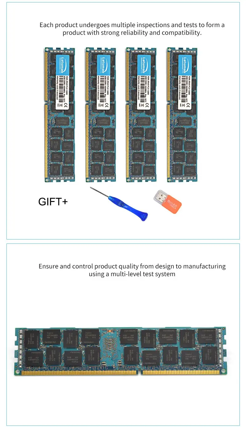 Latumab 8 Гб оперативной памяти, 16 Гб встроенной памяти, DDR3 1600 МГц PC3 12800 регистровая и ecc-память Серверная Память RAM память пк модуль памяти RAM 1 шт./2 шт./4 шт. высокое качество