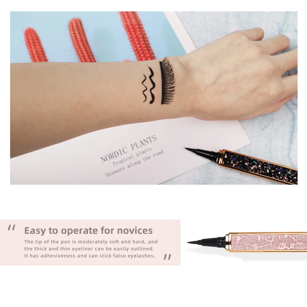 

2-in-1 Eyeliner Pen Self-Adhesive Eyeliner Strong Hold for Eyelashes Long-Lasting Eye Makeup Eyelash Wearing,eyeliner pen
