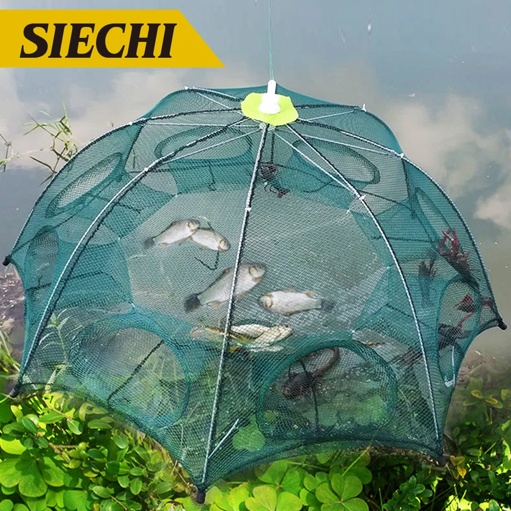 4 18 отверстий автоматическая складная рыболовная сеть креветка клетка нейлон