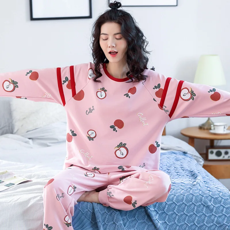 Вишневая Рождественская одежда домашняя Женский пижамный комплект 2018 зимняя