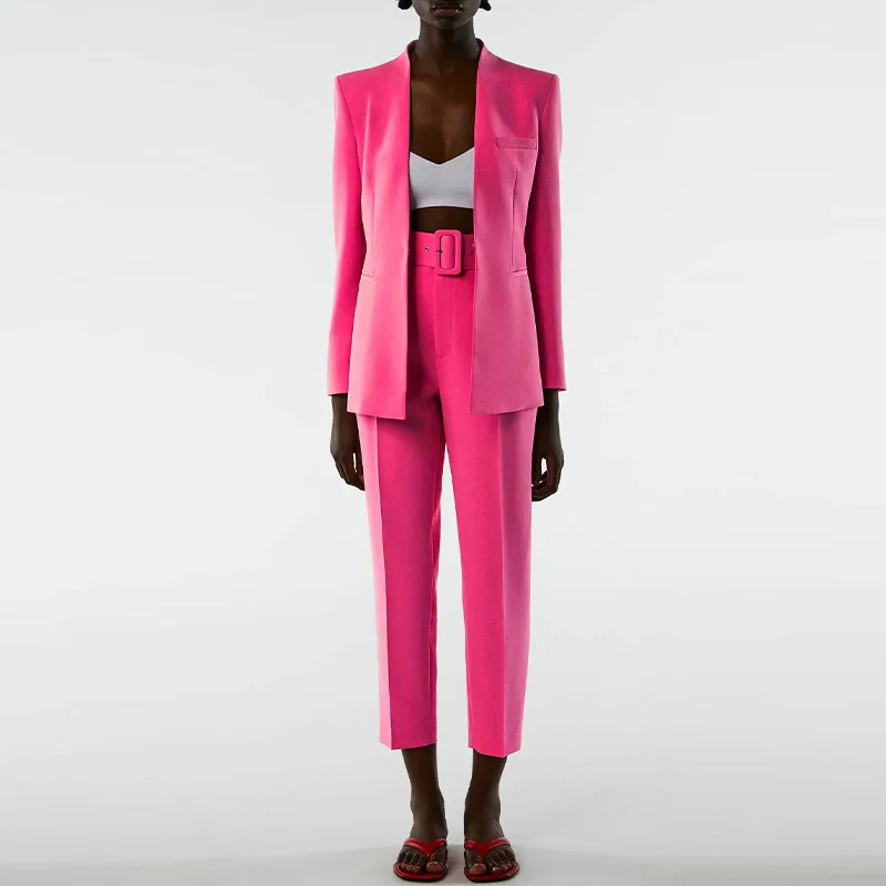 Женские блейзеры в комплекте брючные костюмы Офисная женская элегантная Блейзер