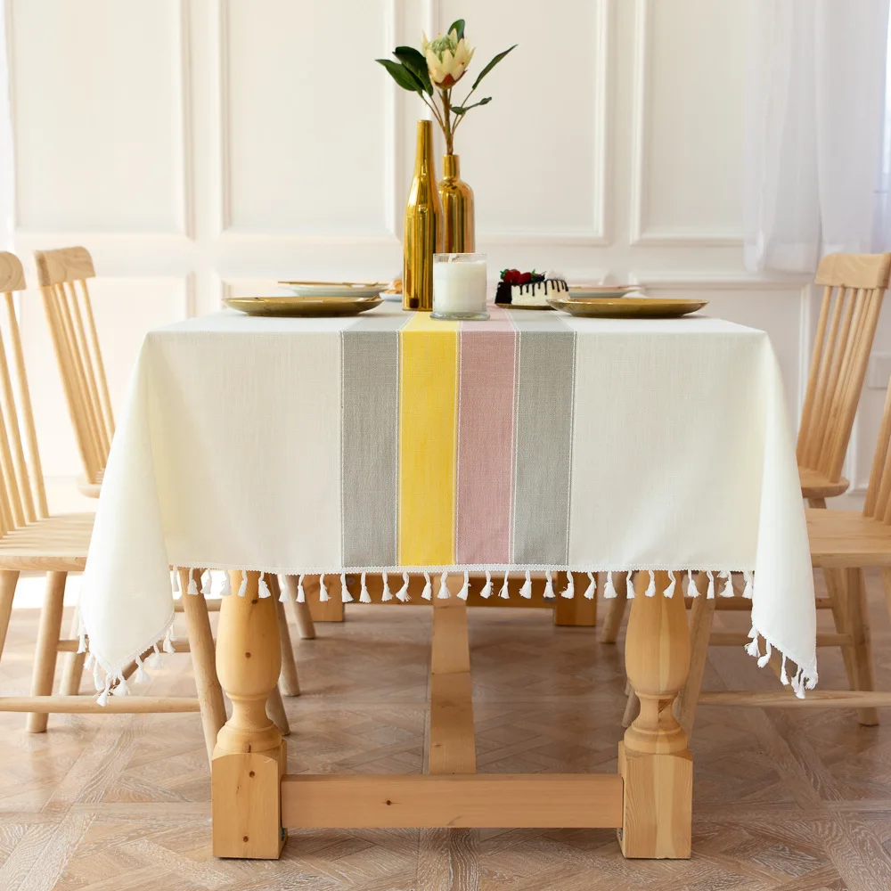 

New home decoration color matching embroidered tablecloth home coffee table mat tablecloth table mat