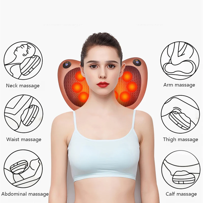 

18 Heads Multifunctional Cervical Massage Pillow Smart Electric Neck Shoulder Body Massager Hot Compress Car Home Neck Massage