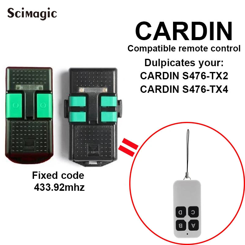 

Совместимость с фиксированным кодом CARDIN S476-TX2 CARDIN S476-TX4 433 МГц пульт дистанционного управления для гаража Открывалка для двери гаражный пуль...