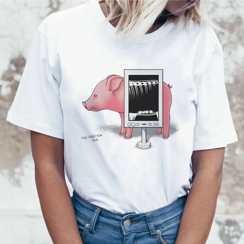 

Футболка с изображением цветного блока из фильма счастливый демон Футболка с мамой дьявола летняя футболка Топ с аниме Женская парная Футб...