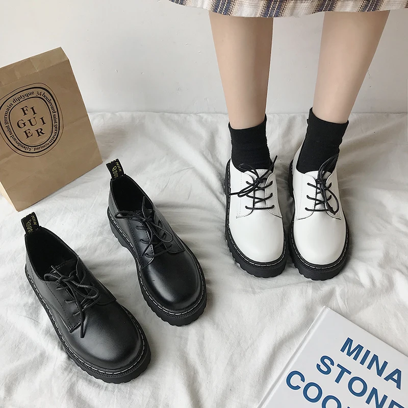 Женские кроссовки в Корейском стиле универсальные туфли-оксфорды с закрытым
