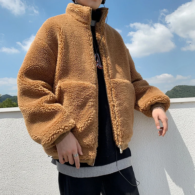 2019 зимние мужские утепленные парки из овечьей шерсти Короткие повседневные