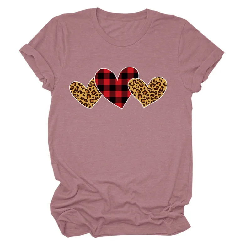 

2021 European and American Women's Valentine's Day Short Sleeve Round Neck T-shirt 1733
