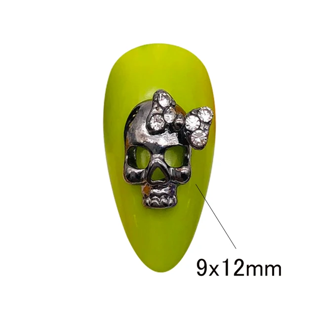10 Pcs Gold silver Skull 3D Nail Art Decorations,Alloy Halloween Nail Charms Jewelry for Nail Polish Tools QB082-083 6
