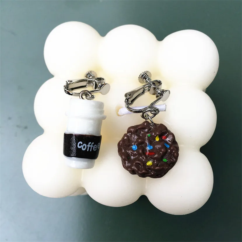 

Asymmetrical Earrings Funny Imitation Foods Black Earring Decorations For Girls Cool Stuff Korean Fashion New year Gifts Paired