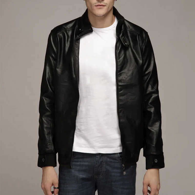 MJARTORIA 2019 New Fashion Autumn Male Leather Jacket Plus Size 3XL Black Brown Mens Stand Collar Coats Biker Jackets | Мужская одежда