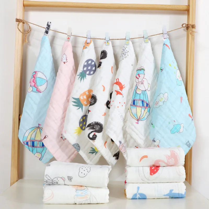 5 шт./лот/лот 30*30 см детский нагрудник мультфильм печать шесть слоев Марли Слюна