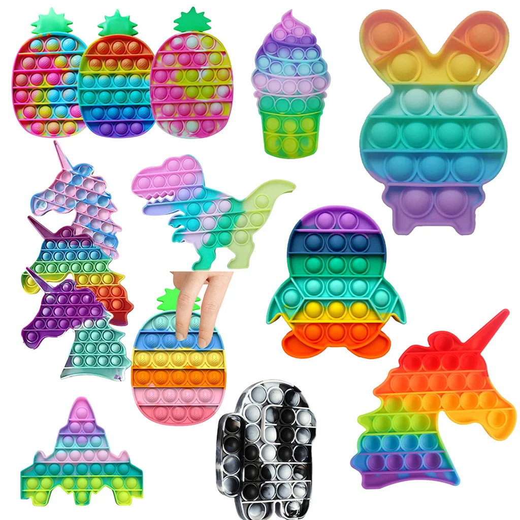 Fidget Pack de juguetes su plaza antiestr&eacute;s nuevo impulso de burbuja Arco Iris Popite para manos Popins Squishy Pops punk de estr&eacute;s para los adultos-0