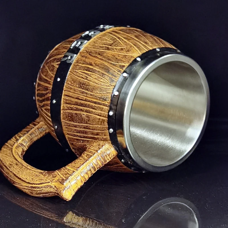 Деревянная бочка пивная кружка из дуба в форме ведра с двойными стенками чашка