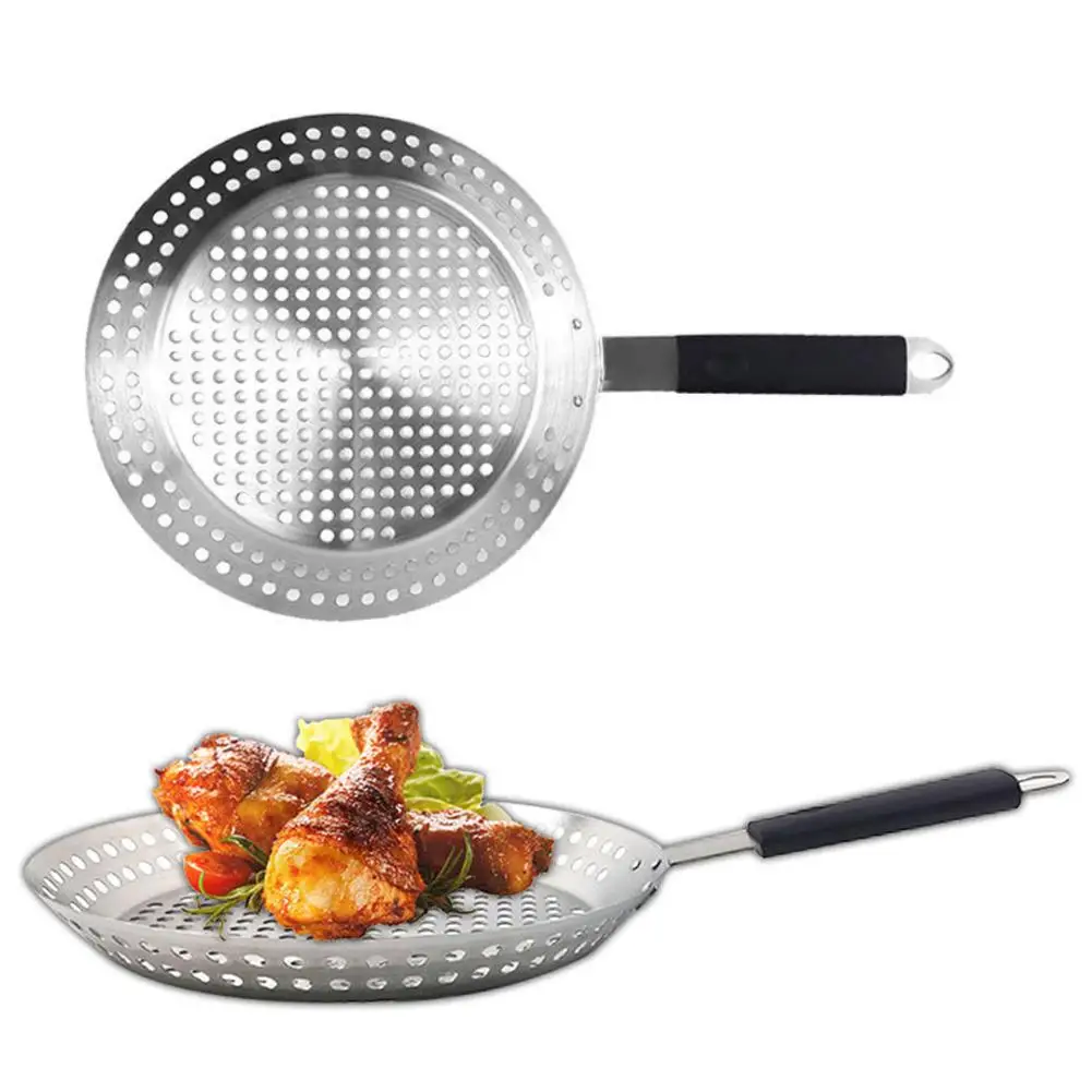 

Durable Stainless Steel Round Multi Holes Oil Draining Barbecue Roast Chicken Tray Grilling Rack Поднос для барбекю