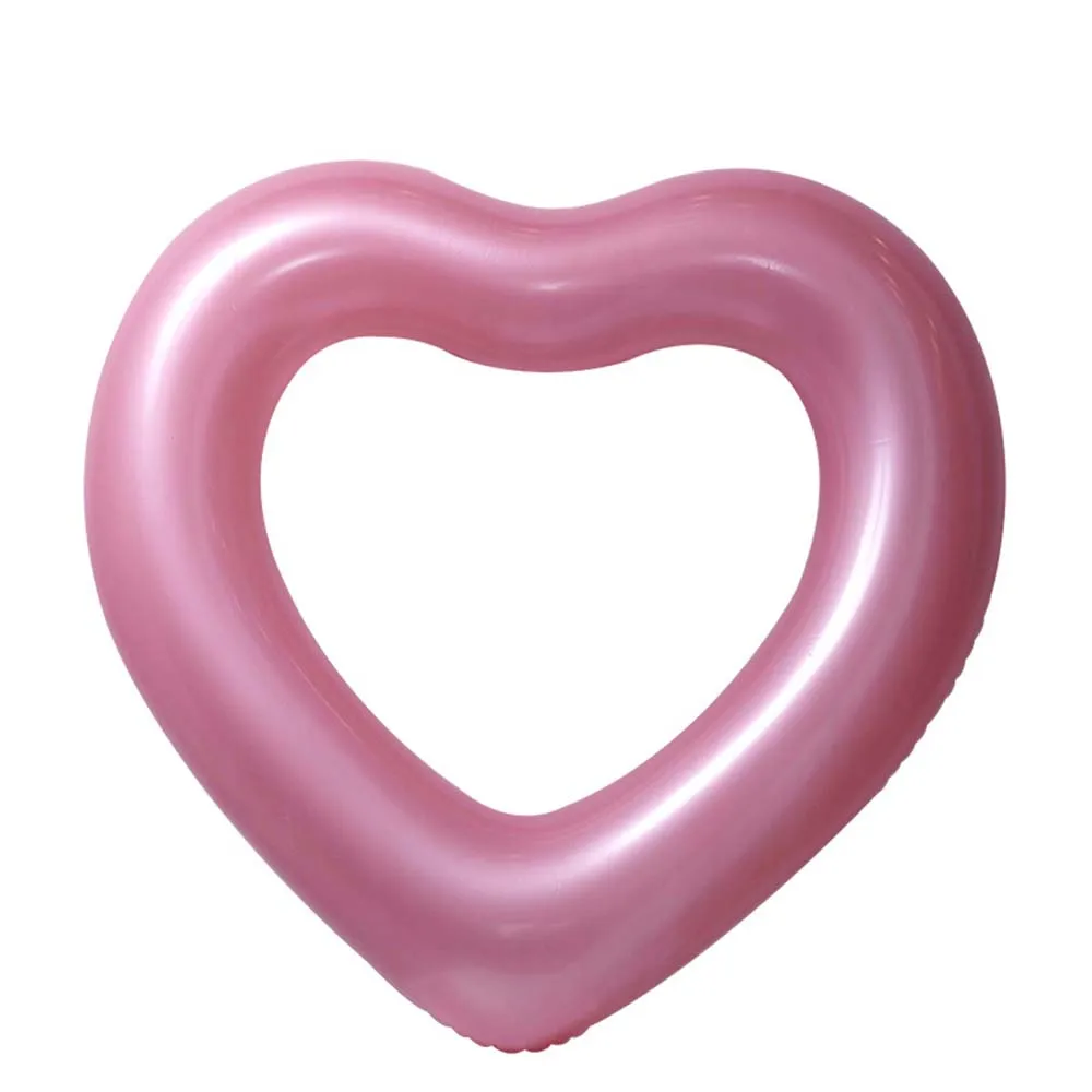

Rose Gold Love Swimming Ring Champagne Powder Increase Thickening Inflatable Lifebuoy Rafting Floating Bed Female