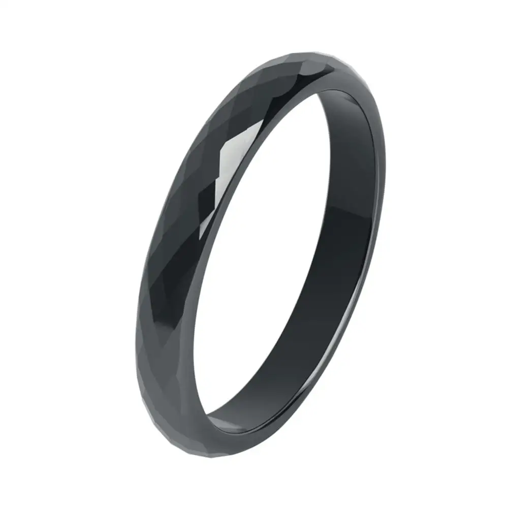 3mm Cut Black 6 мм гладкое красное керамическое кольцо для женщин простой стиль керамическое свадебное кольцо вечерние женские цветок ювелирный подарок на палец Прямая поставка - Цвет основного камня: 3mm Cut Black