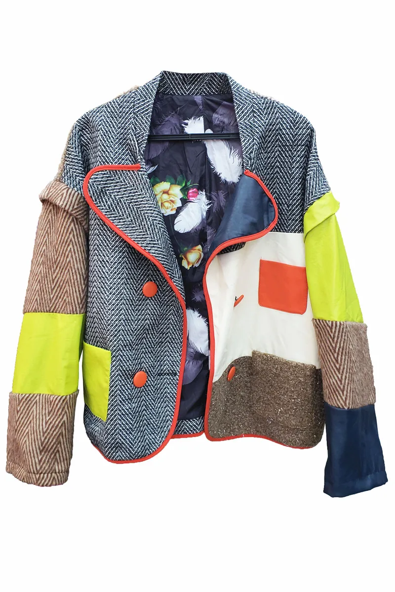 

Autumn 2020 new women's clothing Korean version fashionable thin color matching design feeling Lapel loose and versatile coat