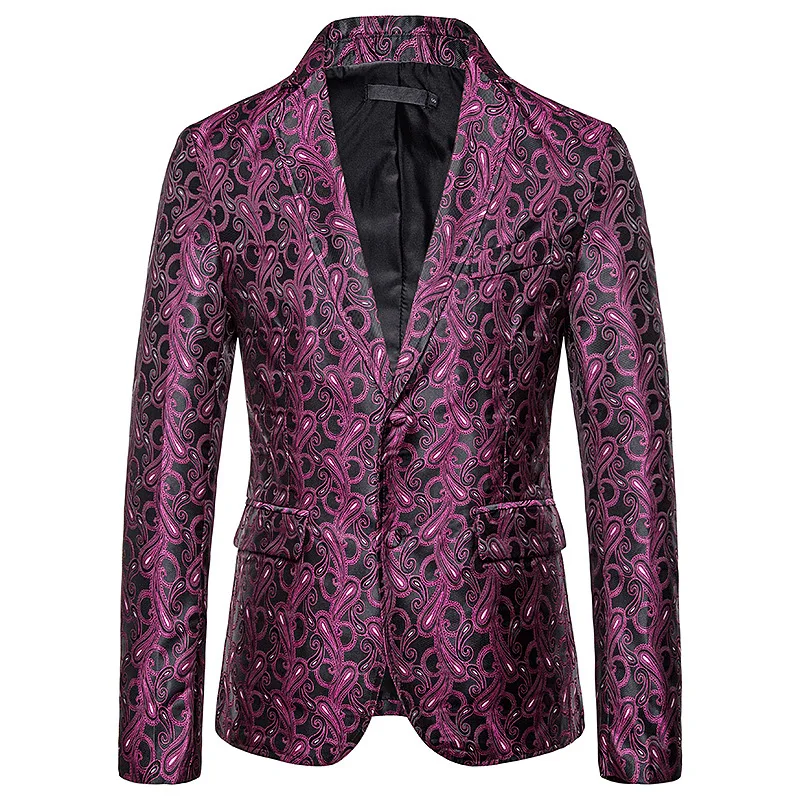 

Mens Navy Paisley Suit Jacket Blazers 2021 Brand New Slim Fit Blazer Jacket Men Business Party Wedding Groom Prom Blazer Hombre