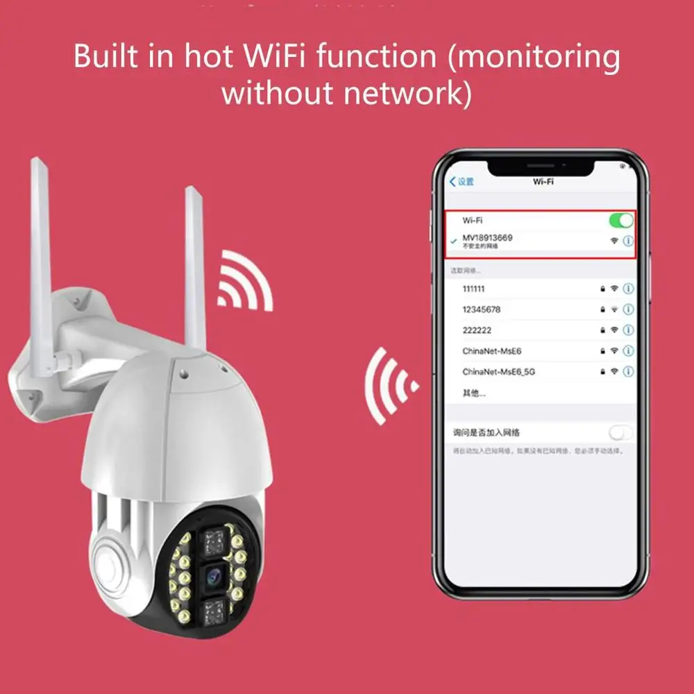 Wifi PTZ IP камера сирена светильник 20 светодиодов автоматическое отслеживание