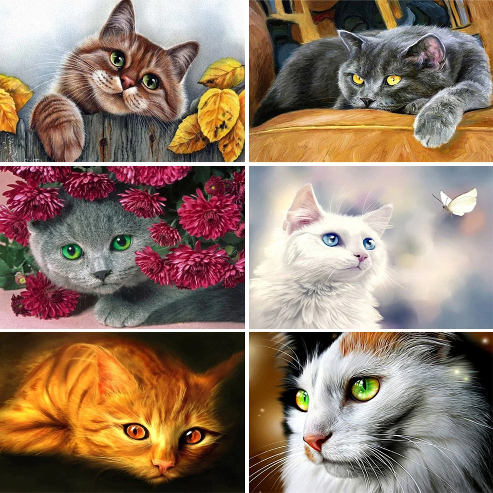 

Алмазная живопись 5D "сделай сам", животное, кошка Стразы, вышитая Наклейка на стену, художественная живопись, мозаика, украшение, подарок