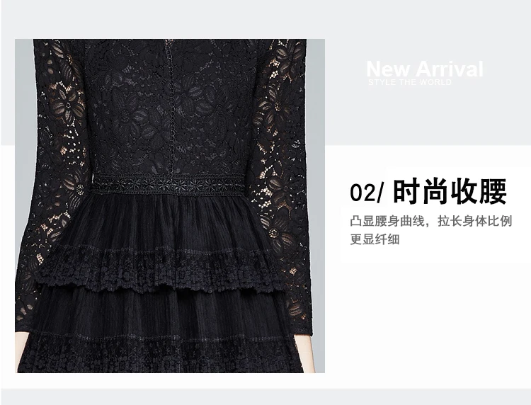 

ZUOMAN Women Autumn Elegant Lace Dress Festa High Quality Long Black Mesh Party Robe Femme Vintage Designer Ball Gown Vestidos