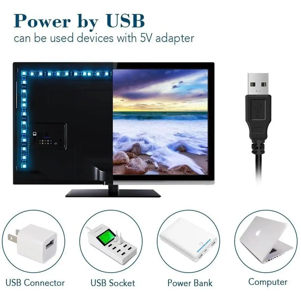 

LED Light Strip Bluetooth APP 0.5-5M DC 5V Control Flexible Ribbon 5050 RGB LED Strip Lights Decoration For Wall Bedroom TV