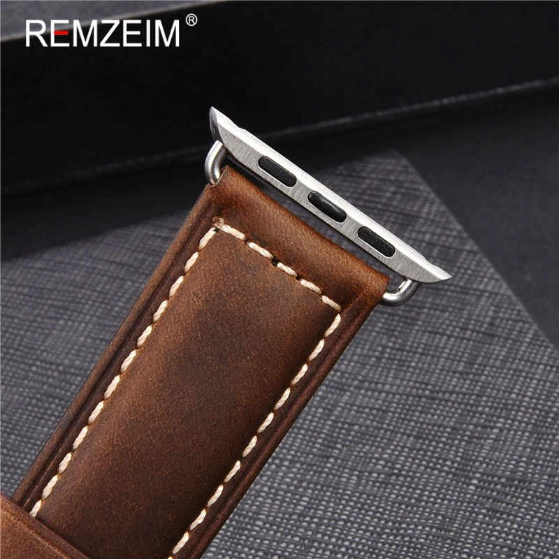 Ремешок кожаный для Apple watch band 44 мм 40 браслет из натуральной кожи iWatch 42 38 5 4 3 2